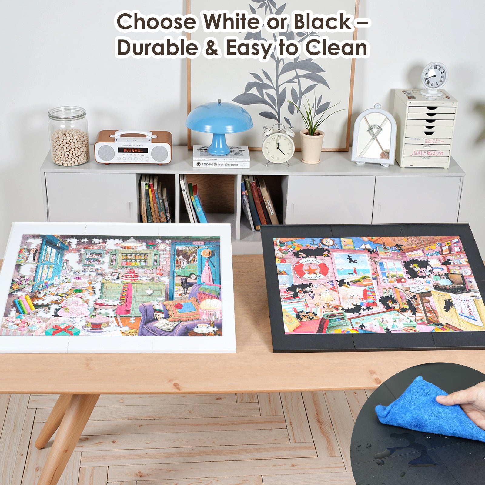 WELGEE DIY Tilting Puzzle Board with 6 Modular Panels & Stand