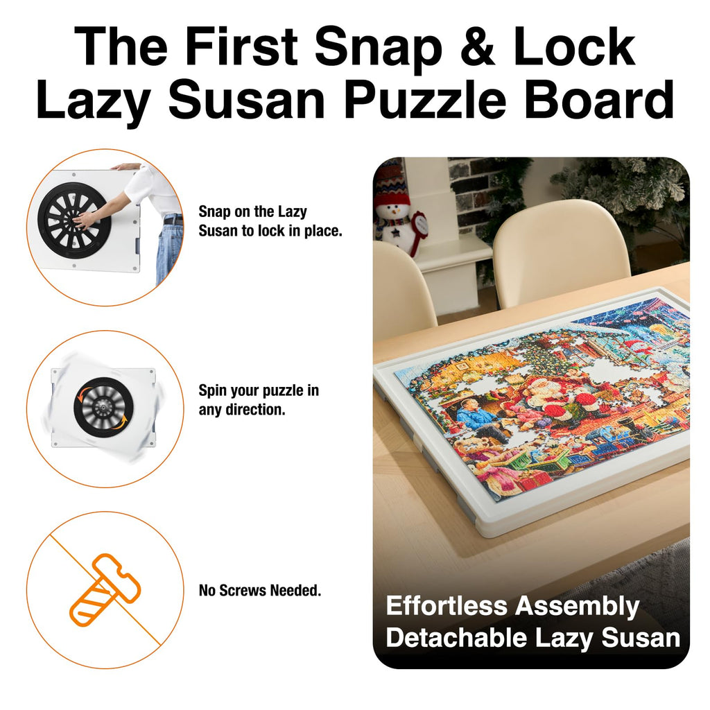 WELGEE 1000-Piece Rotating Puzzle Board with Drawers & Cover – 30"x22" Lightweight Spinning Puzzle Table for Adults