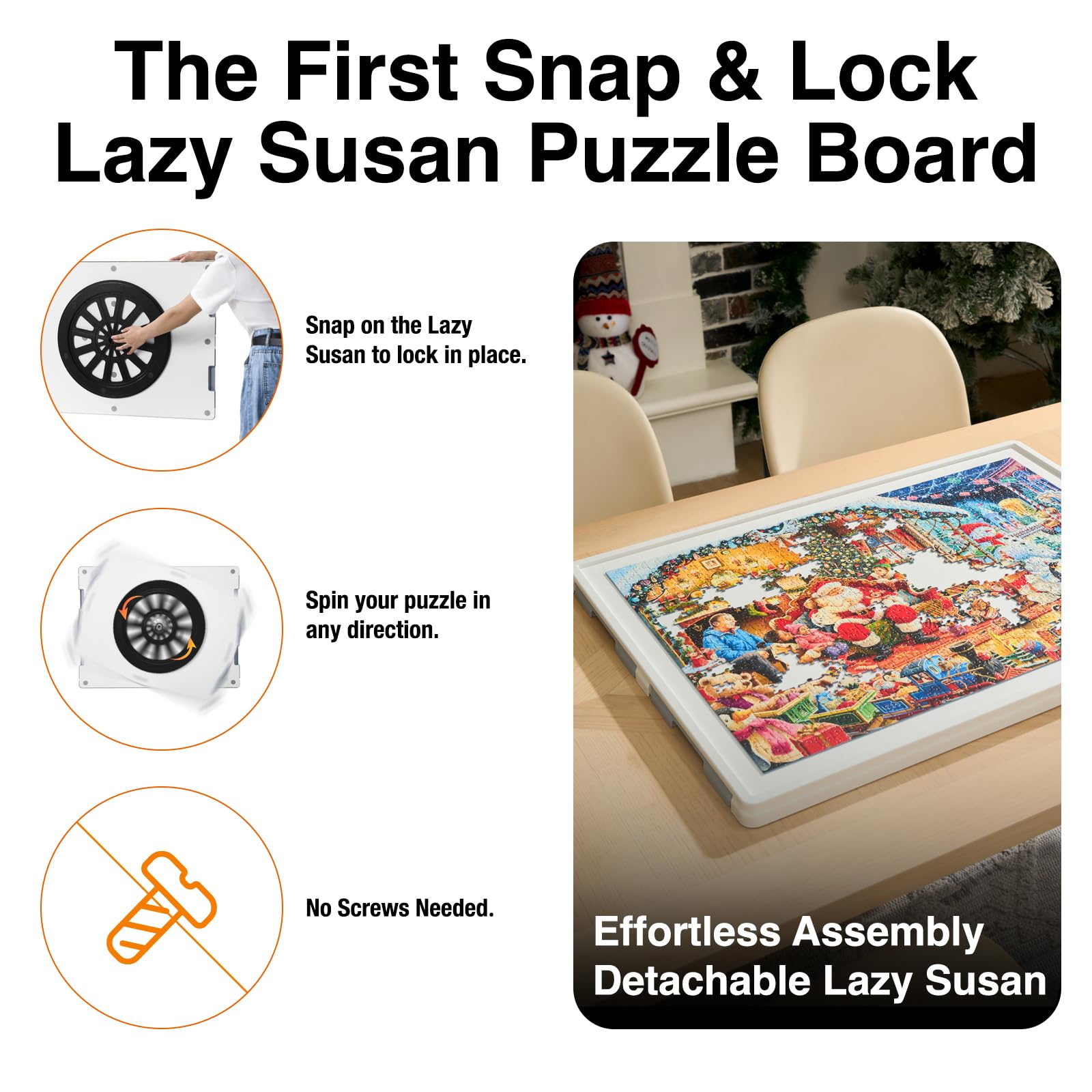 WELGEE 1000-Piece Rotating Puzzle Board with Drawers & Cover – 30"x22" Lightweight Spinning Puzzle Table for Adults