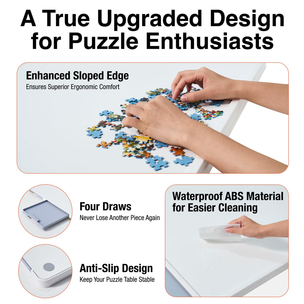 WELGEE 1000-Piece Rotating Puzzle Board with Drawers & Cover – 30"x22" Lightweight Spinning Puzzle Table for Adults