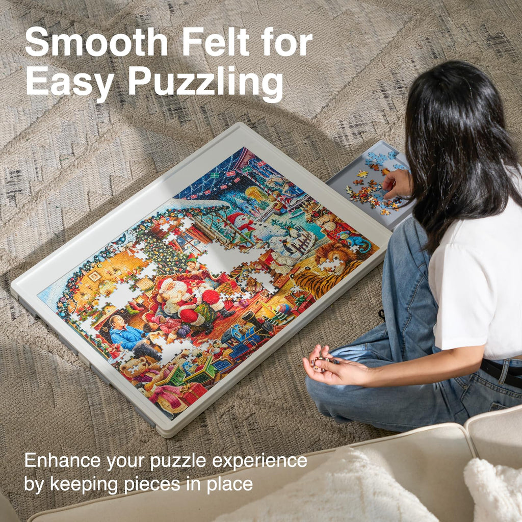 WELGEE 1000-Piece Rotating Puzzle Board with Drawers & Cover – 30"x22" Lightweight Spinning Puzzle Table for Adults